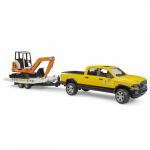 BRUDER Dodge Ram treileri + ekskavaator skaala 1:16