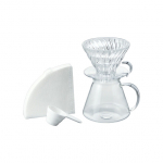 Hario V60 klaasist kohvivalmistamise komplekt