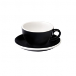 Cappuccino-tass koos alustassiga Loveramics Egg Black, 200 ml