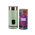 CHiATO milkPLAY piimavahustaja ja KAV America East Indian Spice chai latte segu komplekt