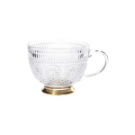 Klaasist tass Homla BARREL mustri ja kuldse alusega, 360 ml