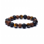 Rudraksha, tiigrisilm ja laavakivi k&auml;ev&otilde;ru, 8cm