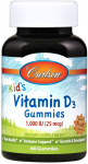 Vaiki&scaron;ki vitamino D3 guminukai, 1000 TV natūralių vaisių skonio &ndash; 60 guminukų
