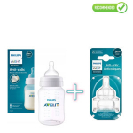 Philips Avent SCY103/01 Koolikutevastane lutipudel + SCY763/02 Koolikutevastane lutipudeli lutt