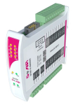 Industrial I/O module with Modbus RTU/ASCII communication - 8 Analog Inputs and 2 Digital Outputs. Power supply 10-38 V DC; 10-28 V AC