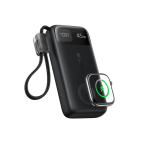 LiPo PowerBank 10000 mAh 45 W integreeritud USB-C-kaabliga + juhtmeta nutikella laadija, must EnerFill FT31 BASEUS