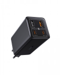 Seina kiirlaadija GaN6 Pro 100W 2xUSB-A + 2xUSB-C QC PD koos USB-C kaabliga 1m, must