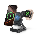 Traadita magnetiline kokkupandav laadija 3-in-1 PicoGo AF21 Qi2.2 35 W USB-C, must