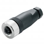 &Uuml;mmargune pistik (kohandatav kohapeal), pistikupesa, sirge, kruviliitumine, M12, 0,14 mm&sup2;, 0,75 mm&sup2;, 4 - 6 mm, pooluste arv: 4, varjestus&uuml;hendus: