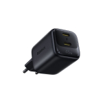 Seinakontaktiga kiirlaadija EnerFill FE22 45 W, 2xUSB-C, QC, PD, koos 1 m pika USB-C-kaabliga, must