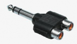 &Uuml;leminek stereo audio,  6.35 mm isane - 2x RCA emane, must