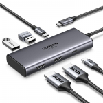 Dokkimisjaam 6in1 USB-C - USB-A 3.0, USB-C 3.0, 2xHDMI, PD CM498 UGREEN