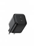 Wall Fast Charger GaN 45W 2xUSB-C QC PD3.0, Black