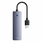 Hub USB-A USB 3.0 4-pordiga + USB-C toiteport 15cm, hall