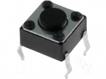 Kontaktl&uuml;liti; V&Auml;LJA-(SISSE) fikseerimata; 4 kontakti; 0,05A/12 VDC; SPST-NO; 6x6mm, THT; H=4,3mm