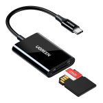 Kaardilugeja SD, microSD USB-C 3.1, must