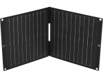 Foldable 15 W solar panel with charger, USB-A and USB-C connectors.