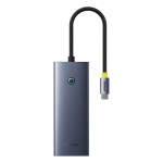 Dokkimisjaam / adapter USB C pistik - 6 t&uuml;&uuml;pi pistikutega ( HDMI 4K@60Hz*1+USB3.1*2+USB-C3.1*1+USB2.0*1+PD*1+RJ45*1 ) UltraJoy BASEUS