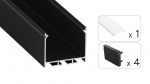 LED profileio komplektas NORS pavir&scaron;inis/pakabinamas, juodas, anoduotas, matinis dangtelis 2.02 m