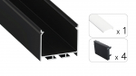 LED profileio komplektas NORS pavir&scaron;inis/pakabinamas, juodas, anoduotas, matinis dangtelis 3 m