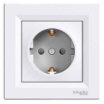 Asfora - &uuml;he pistikupesa k&uuml;lgmaandusega - 16A aknaluugid valged, Schneider Electric