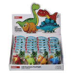 LED taskulamp/v&otilde;tmehoidja, dinosaurused koos heliga, 3&times; LR54 24tk