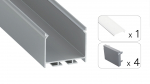 LED profileio komplektas NORS pavir&scaron;inis/pakabinamas, aliuminis, anoduotas, matinis dangtelis 2.02 m
