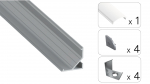 LED profileio komplektas ARRE kampinis, aliuminis, anoduotas, matinis dangtelis 2.02 m