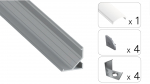 LED profileio komplektas ARRE kampinis, aliuminis, anoduotas, matinis dangtelis 3 m