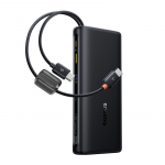 LiPo-akupank 20 000 mAh, 100 W, integreeritud USB-C-kaabliga, USB-A, USB-C, JC41 EnerFill, must, BASEUS