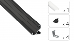 LED profileio komplektas BARDE kampinis, juodas, anoduotas, matinis dangtelis 2.02 m