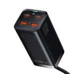 Kiirlaadija GaN3 Pro 100 W 2xUSB + 2xUSB-C QC4+ PD3.0 USB-C 1,5 m kaabliga, must