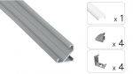 LED profileio komplektas BARDE kampinis, aliuminis, anoduotas, matinis dangtelis 2.02 m