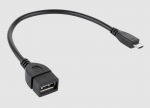 Juhe USB2.0 AF pesa -> micro USB BM pistik 0.2m, OTG,  must