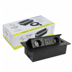 KOMBI BOX m&ouml;&ouml;blipesa, 3m kaabel, 2x Schuko, 1x USB A, 1x USB-C