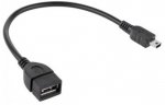 Juhe USB2.0 AF pesa -> mini USB BM pistik 0.2m, OTG,  must