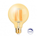 LED lamp E27 230V G95 6W 540lm, FILAMENT, amber white 2200K, dimmable