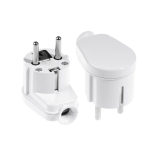 Vahelduvvoolu pistik, Uni-Schuko maandusega, nurgeline, valge, &uuml;mmargune, 230 V, 16 A