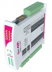 Industrial I/O module with Modbus RTU/ASCII communication - 16 Relay Outputs (max. 3 A @ 30 V DC, 3 A @ 230 V AC). Power supply 10-38 V DC; 10-28 V AC