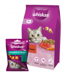 WHISKAS Adult 14 kg &ndash; kuiv kassitoit veiseliha ja k&ouml;&ouml;giviljadega + WHISKAS Energy and Vitality 45 g