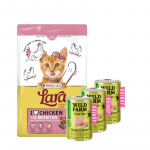 VERSELE-LAGA Lara Junior 1,9 kg &ndash; toit kassipoegadele ja noortele kassidele + WILD FARM Premium Grain Free Chicken and Salmon Junior 3x400 g &ndash; teraviljavaba toit kassipoegadele