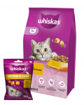 WHISKAS Adult 14 kg &ndash; kuiv kassitoit kana ja k&ouml;&ouml;giviljadega + WHISKAS Healthy Shine 45 g