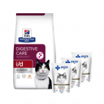 HILL'S PD Prescription Diet Feline i/d 3 kg + ENZO VET Soole ja lambalihaga kastmega kassidele 3x100 g