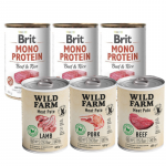 BRIT MONO PROTEIN VEISELIHA JA PRUUN RIIS 3x400g + Wild Farm Pate Lamb 3x400g maitsete valik
