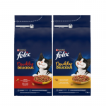 Felix Doubly Delicious Food t&auml;iskasvanud kassidele, maitsev kana ja kalkuni segu, 2 kg +  maitsev veiseliha ja kana segu, 2 kg