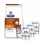 HILL'S PD Prescription Diet Feline k/d 3 kg + ENZO VET Renal veiselihaga geeliga kassidele 3x100 g
