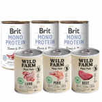 BRIT MONO PROTEIN POWERHOUSE JA PRUUN RIIS 3x400g + Wild Farm Pate Lamb 3x400g maitsete valik
