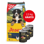JOSERA Junior Kids 12,5+2,5 kg + Wild Farm Monoprotein Wild Boar 3x400g h&uuml;poallergeeniline koeratoit