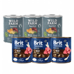 Brit Premium by Nature Veiseliha ja j&auml;nesega 800 g + WILD FARM Superfood Veiseliha (veiseliha, k&otilde;rvits, kartul ja petersell) 3x800 g teraviljavaba koeratoit