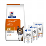HILL'S PD Prescription Diet Feline s/d Urinary Care 3 kg + ENZO VET m&auml;rgtoit veiselihaga geeliga kassidele 3x100 g